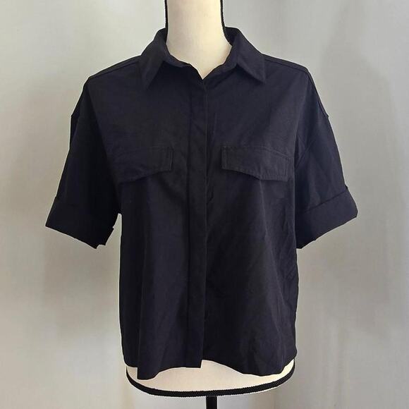 Athleta Tops - Athleta black button up shirt with pockets in a S